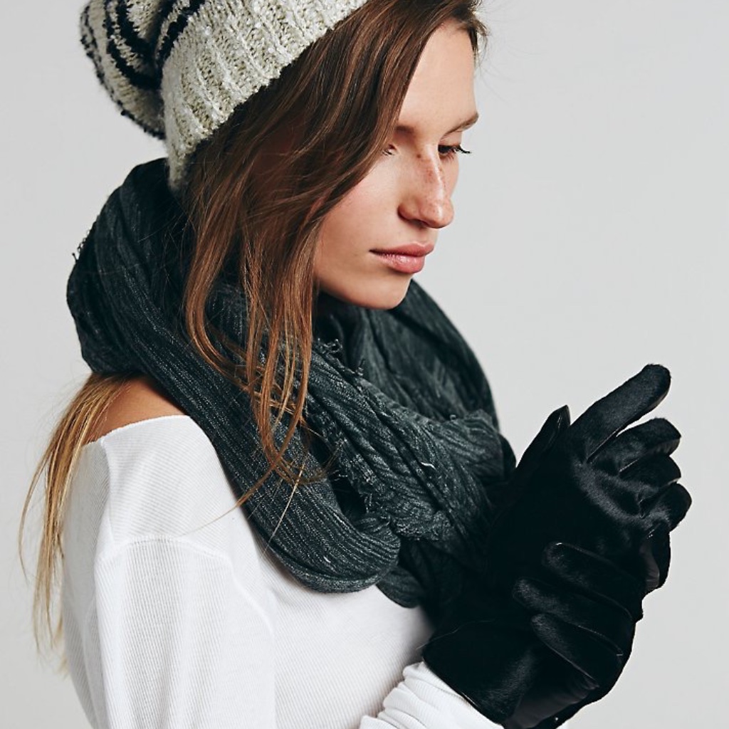 Nwt Free People X Carolina Amato Leather Faux Fur Gloves